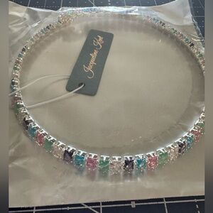 Jacqueline Kent Blue Multi Choker. Adjustable! Sparkly crystals all around. NEW!